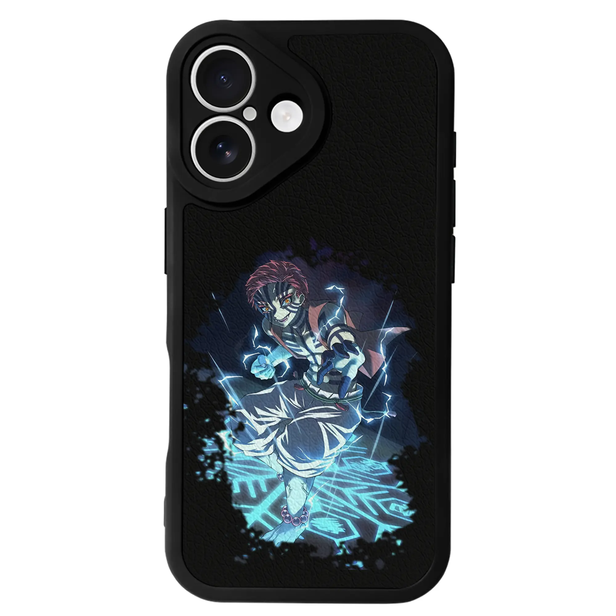 鬼滅の刃 グッズ,猗窩座 - IPhone 16シリーズ対応 ・ シリコンスマホケース ・ レザー調 ・ 高精度フィット ・ 耐衝撃 ・ ワイヤレス充電対応 ・ 精密カット